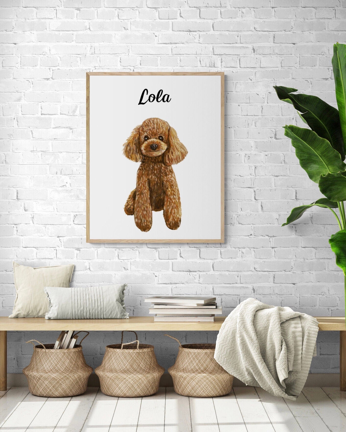 Personalized Brown Poodle Print, Poodle Painting, Doggy Artwork,Cute Poodle Print, Living Room Wall Art, Bedroom Art Print, Nursery Decor
