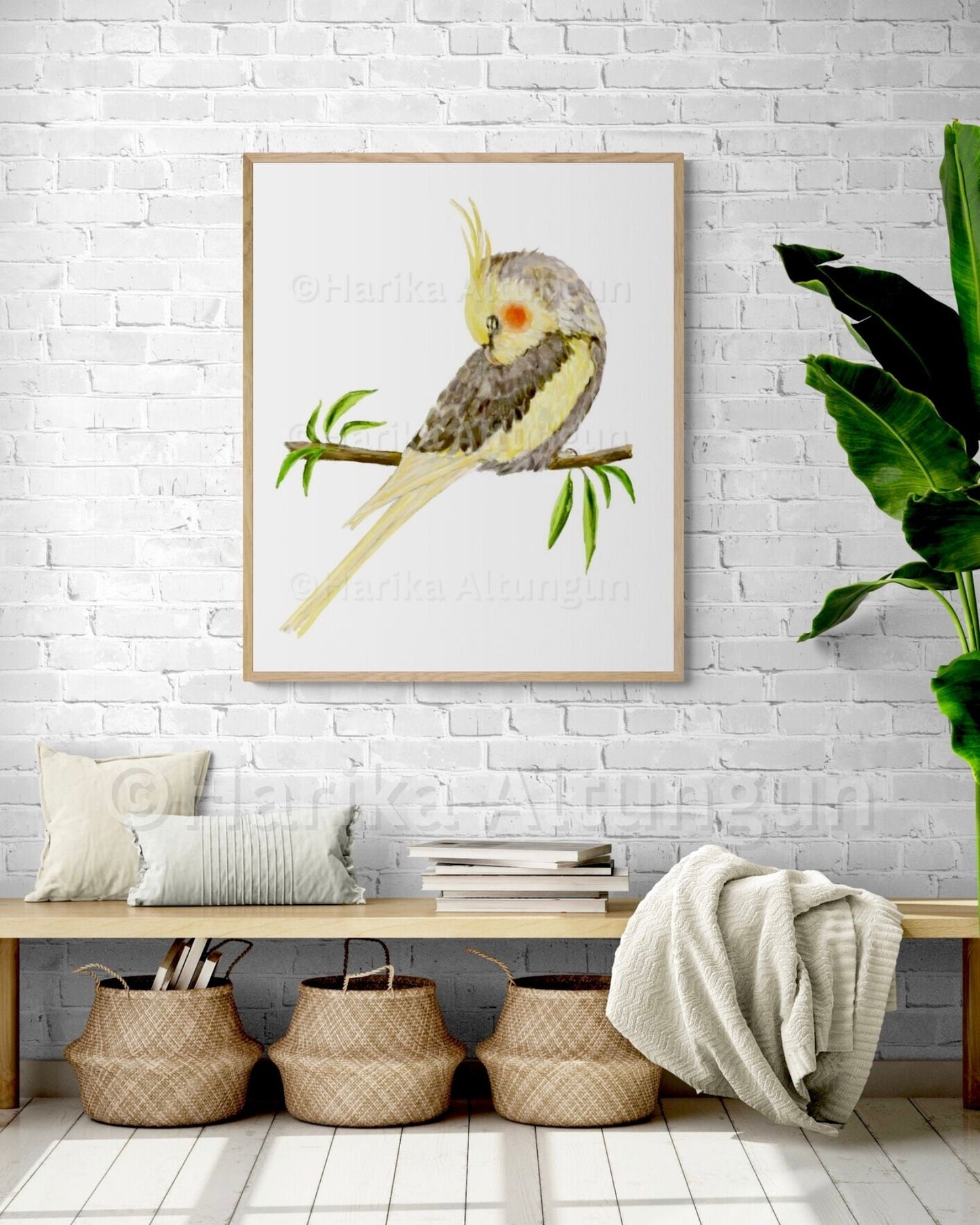 Sleeping Cockatiel Print, Pet Memorial Print, Parrot Painting, Bird Lover Art, Living Room Wall Art, Bird Mom Dad Gift, Birdwatcher Artwork