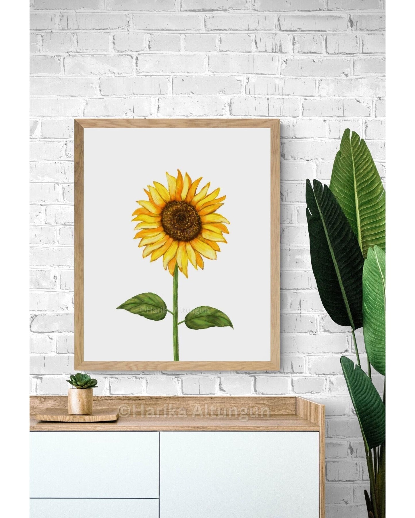 Sunflower Art Print, Floral Wall Art, Farmhouse Decor, Dining Room Decor, Botanical Painting, Plant Illustration, Nursery Decor