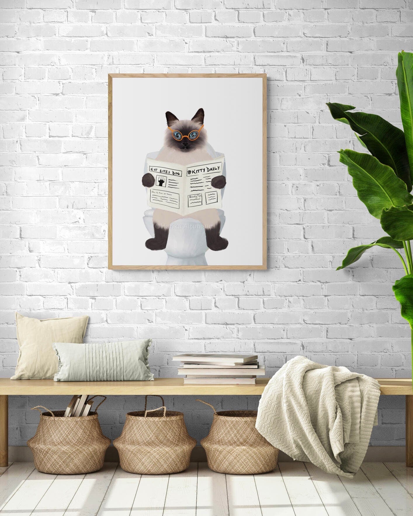 Himalayan Cat On Toilet Print ,Funny Bathroom Decor, Bathroom Cat Painting, Unique Cat Artwork, Cat Lover Gift, Cat Mom Gift