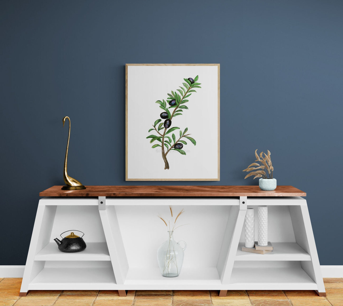 Olive Branch Art Print, Still Life Wall Art, Olive Leaf Decor, Dining Room Decor, Botanical Painting, Plant Illustration, Farmhouse Decor