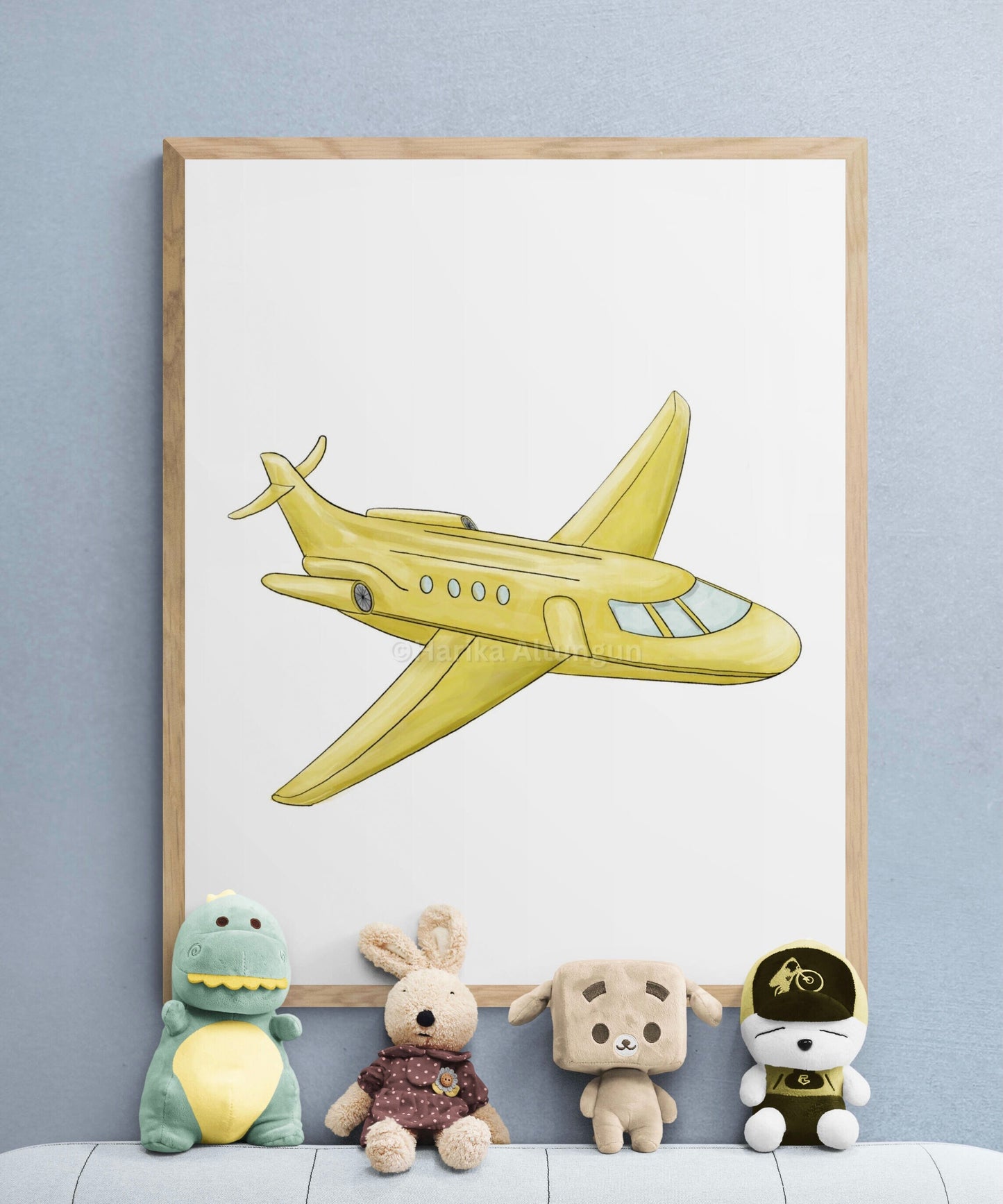 Airplane Wall Art, Kids Transportation Print, Yellow Private Plane Painting, Playroom and Nursery Art, Kids Adventure Print, Boys Room Gift