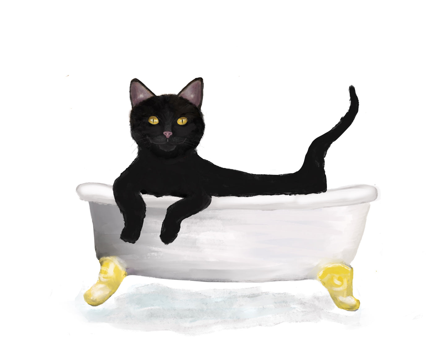 Black Cat Bathing Print